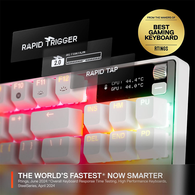 خرید کیبورد SteelSeries Apex Pro TKL نسل سه - سوییچ HyperMagnetic OmniPoint 3.0 - سفید